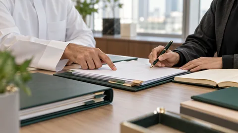 مراجعة تعاونية للعقود والمستندات داخل إدارة قانونية في شركة
