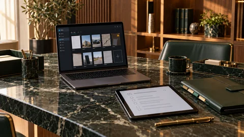 Illustrative elektronische Prüfung zu „Fragen Sie vor der Anwaltswahl nach der Schwachstelle Ihres Falls“ auf einem schwarzen Laptop an einem grünen Marmorschreibtisch